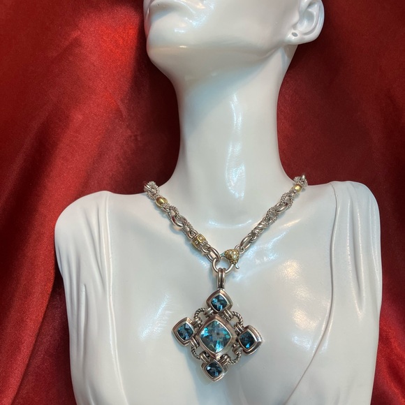 David Yurman Jewelry - David Yurman Topaz & Diamond Renaissance Pendant